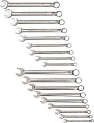 Proto - 18 Piece, 1/4" to 3/4" (mm), 12 Point Combination Wrench Set - Inch/Metric Measurement Standard, Satin Finish - All Tool & Supply