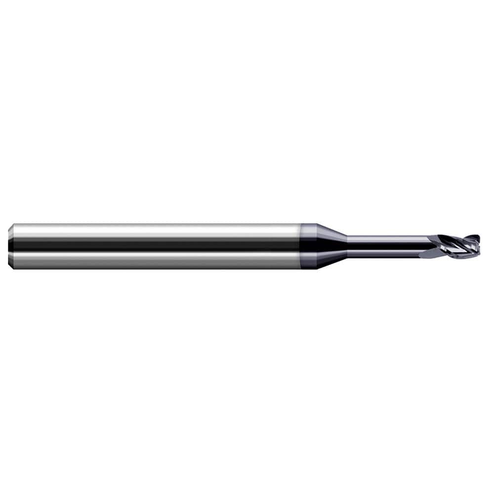 Corner Radius End Mill: 0.1562″ Dia, 15/64″ LOC, 0.01″ Radius, 3 Flutes, Solid Carbide 3″ OAL, 3/16″ Shank Dia, 30 ° Helix, AlTiN Coated, Corner Radius End