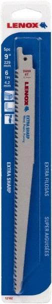 Lenox - 9" Long x 3/4" Thick, Bi-Metal Reciprocating Saw Blade - Straight Profile, 6 TPI, Toothed Edge - All Tool & Supply