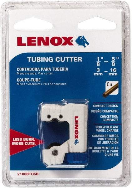 Lenox - 1/8" to 5/8" Pipe Capacity, Tube Cutter - Cuts Copper - All Tool & Supply