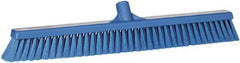 Vikan - 24" Fine Particle Synthetic Push Broom - 2" Bristle Length, Plastic Block, European Threaded Handle Connection - All Tool & Supply