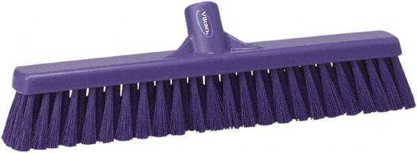 Vikan - 16" Fine Particle Synthetic Push Broom - 2" Bristle Length, Plastic Block, European Threaded Handle Connection - All Tool & Supply