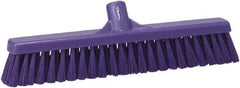 Vikan - 16" Fine Particle Synthetic Push Broom - 2" Bristle Length, Plastic Block, European Threaded Handle Connection - All Tool & Supply