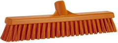 Vikan - 16" Combo Duty Synthetic Push Broom - 2" Bristle Length, Plastic Block, European Threaded Handle Connection - All Tool & Supply