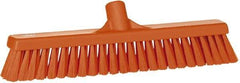 Vikan - 16" Fine Particle Synthetic Push Broom - 2" Bristle Length, Plastic Block, European Threaded Handle Connection - All Tool & Supply