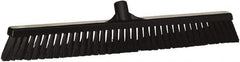 Vikan - 24" Fine Particle Synthetic Push Broom - 4" Bristle Length, Plastic Block, European Threaded Handle Connection - All Tool & Supply