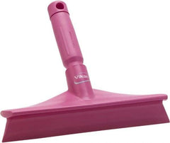 Vikan - 9.84" Rubber Blade Bench Squeegee - Single Edge, Pink, Plastic Holder - All Tool & Supply