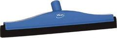 Vikan - 16" Foam Rubber Blade Bench Squeegee - Double Edge, Blue, Plastic Holder - All Tool & Supply