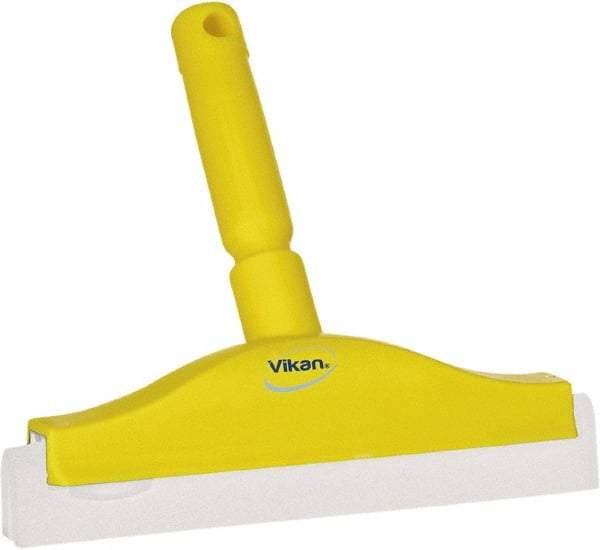 Vikan - 10" Foam Rubber Blade Bench Squeegee - Double Edge, Yellow, Plastic Holder - All Tool & Supply