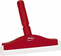 Vikan - 10" Foam Rubber Blade Bench Squeegee - Double Edge, Red, Plastic Holder - All Tool & Supply