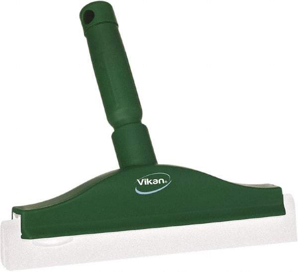 Vikan - 10" Foam Rubber Blade Bench Squeegee - Double Edge, Green, Plastic Holder - All Tool & Supply