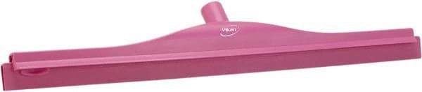 Vikan - 24" Rubber Blade Floor Squeegee - Double Edge, Pink, Plastic Holder - All Tool & Supply