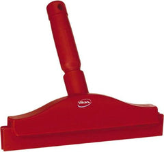 Vikan - 10" Rubber Blade Floor Squeegee - Double Edge, Red, Plastic Holder - All Tool & Supply