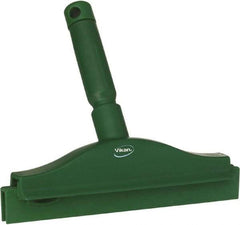 Vikan - 10" Rubber Blade Floor Squeegee - Double Edge, Green, Plastic Holder - All Tool & Supply