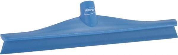 Vikan - 15-3/4" Rubber Blade Floor Squeegee - Single Edge, Blue, Plastic Holder - All Tool & Supply