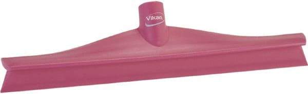 Vikan - 15-3/4" Rubber Blade Floor Squeegee - Single Edge, Pink, Plastic Holder - All Tool & Supply