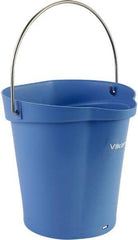 Vikan - 1-1/2 Gal, Polypropylene Round Blue Single Pail with Pour Spout - Handle Included - All Tool & Supply