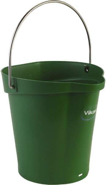 Vikan - 1-1/2 Gal, Polypropylene Round Green Single Pail with Pour Spout - Handle Included - All Tool & Supply