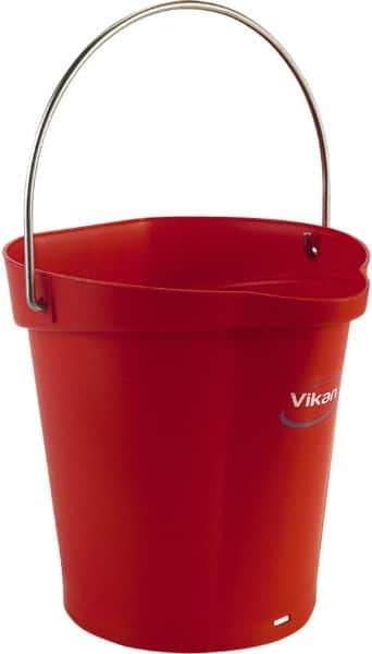 Vikan - 1-1/2 Gal, Polypropylene Round Red Single Pail with Pour Spout - Handle Included - All Tool & Supply