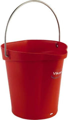 Vikan - 1-1/2 Gal, Polypropylene Round Red Single Pail with Pour Spout - Handle Included - All Tool & Supply