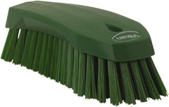 Vikan - 1.3" Bristle Length, Polyester Utility Scrub Brush - 7" Long x 3" Wide Head, 8" OAL, Green, Polypropylene Block - All Tool & Supply