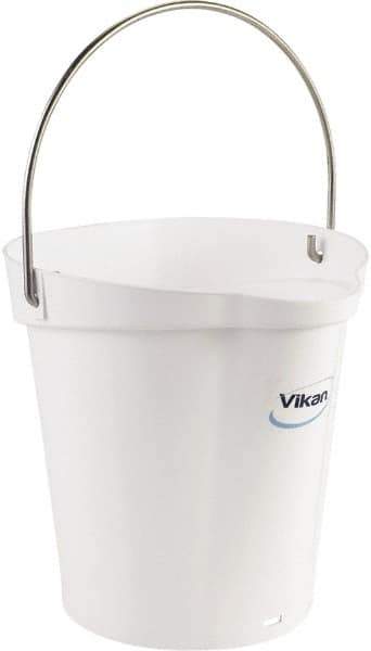 Vikan - 1-1/2 Gal, Polypropylene Round White Single Pail with Pour Spout - Handle Included - All Tool & Supply