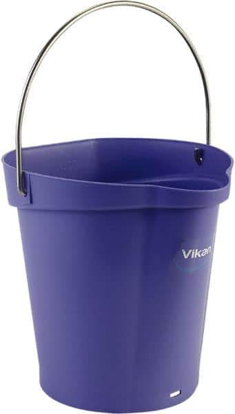 Vikan - 1-1/2 Gal, Polypropylene Round Purple Single Pail with Pour Spout - Handle Included - All Tool & Supply