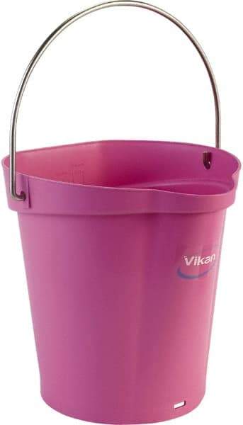 Vikan - 1-1/2 Gal, Polypropylene Round Pink Single Pail with Pour Spout - Handle Included - All Tool & Supply