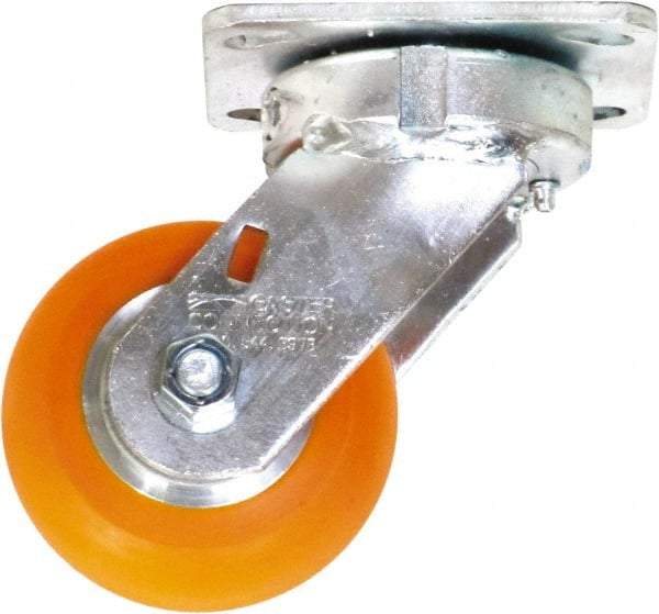 Caster Connection - 4" Diam x 2" Wide x 5-5/8" OAH Top Plate Mount Swivel Caster - Polyurethane on Aluminum, 700 Lb Capacity, Sealed Precision Ball Bearing, 4 x 4-1/2" Plate - All Tool & Supply