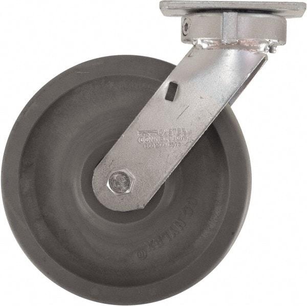 Caster Connection - 8" Diam x 2" Wide x 9-1/2" OAH Top Plate Mount Swivel Caster - High Grade Nylon, 2,000 Lb Capacity, Sealed Precision Ball Bearing, 4 x 4-1/2" Plate - All Tool & Supply