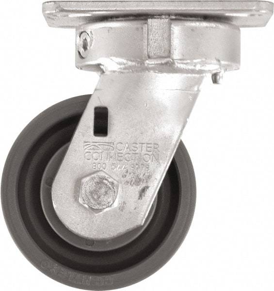 Caster Connection - 4" Diam x 2" Wide x 5-5/8" OAH Top Plate Mount Swivel Caster - High Grade Nylon, 1,000 Lb Capacity, Sealed Precision Ball Bearing, 4 x 4-1/2" Plate - All Tool & Supply