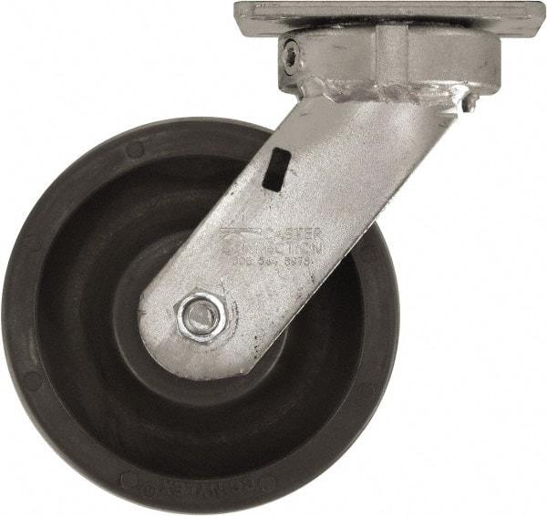 Caster Connection - 6" Diam x 2" Wide x 7-1/2" OAH Top Plate Mount Swivel Caster - High Grade Nylon, 1,500 Lb Capacity, Sealed Precision Ball Bearing, 4 x 4-1/2" Plate - All Tool & Supply