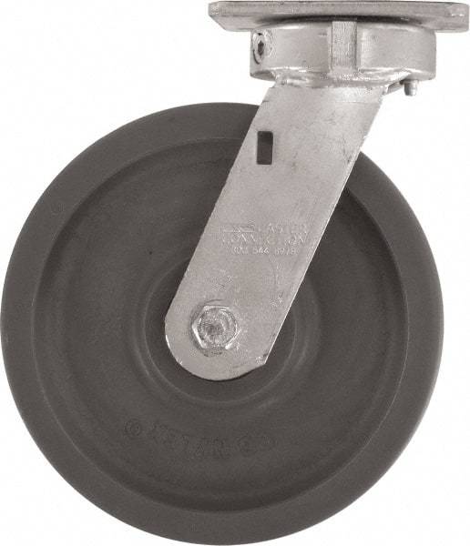 Caster Connection - 8" Diam x 2" Wide x 9-1/2" OAH Top Plate Mount Swivel Caster - High Grade Nylon, 2,000 Lb Capacity, Sealed Precision Ball Bearing, 4 x 4-1/2" Plate - All Tool & Supply