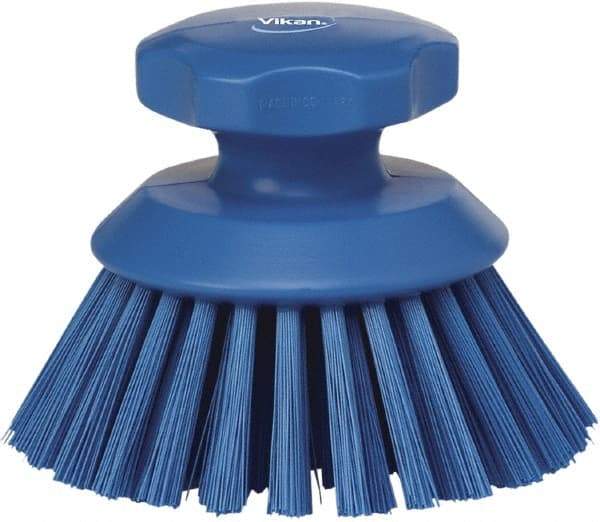 Vikan - 1-1/2" Bristle Length, Polyester Food Service Brush - 3-3/4" Long x 5" Wide Head, 5" OAL, Blue, Polypropylene Block - All Tool & Supply