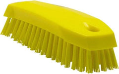 Vikan - 1" Bristle Length, Polyester Scrub Brush - 6-1/4" Long x 7" Wide Head, 7" OAL, Yellow, Polypropylene Block - All Tool & Supply