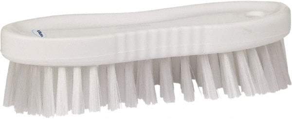 Vikan - 1" Bristle Length, Polyester Scrub Brush - 6-1/4" Long x 7" Wide Head, 7" OAL, White, Polypropylene Block - All Tool & Supply