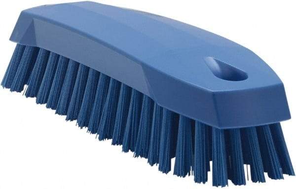 Vikan - 1" Bristle Length, Polyester Scrub Brush - 6-1/4" Long x 7" Wide Head, 7" OAL, Blue, Polypropylene Block - All Tool & Supply