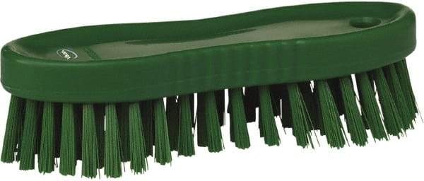 Vikan - 1" Bristle Length, Polyester Scrub Brush - 6-1/4" Long x 7" Wide Head, 7" OAL, Green, Polypropylene Block - All Tool & Supply