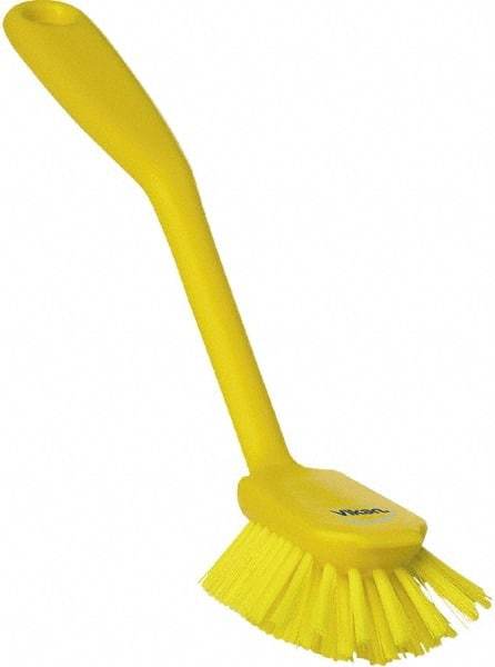 Vikan - 1" Bristle Length, Polyester Food Service Brush - 2-11/16" Long x 1" Wide Head, 10-1/2" OAL, Yellow, Polypropylene Block - All Tool & Supply