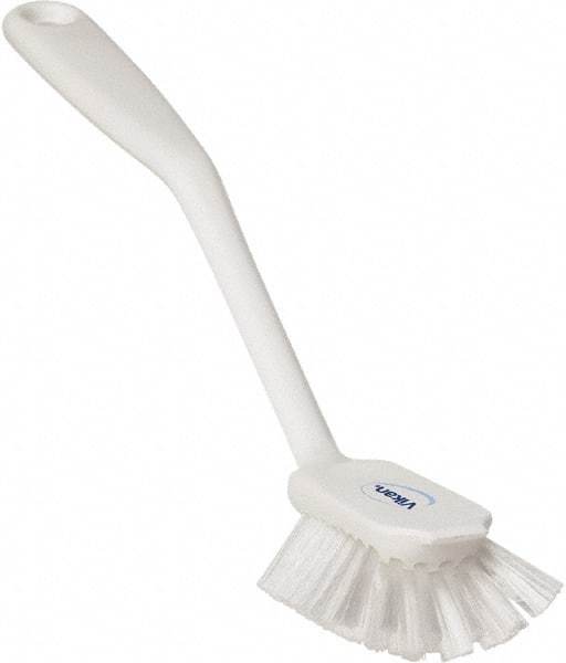 Vikan - 1" Bristle Length, Polyester Food Service Brush - 2-11/16" Long x 1" Wide Head, 10-1/2" OAL, White, Polypropylene Block - All Tool & Supply