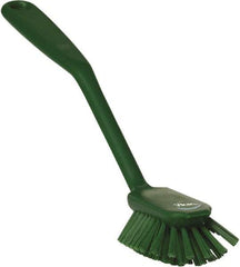 Vikan - 1" Bristle Length, Polyester Food Service Brush - 2-11/16" Long x 1" Wide Head, 10-1/2" OAL, Green, Polypropylene Block - All Tool & Supply