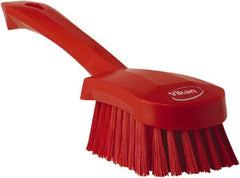 Vikan - 1.3" Bristle Length, Polyester Scrub Brush - 4-1/4" Long x 2-3/4" Wide Head, 10" OAL, Red, Polypropylene Block - All Tool & Supply