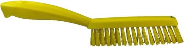 Vikan - 1.3" Bristle Length, Polyester Scrub Brush - 5-7/8" Long x 0.8" Wide Head, 11.2" OAL, Yellow, Polypropylene Block - All Tool & Supply