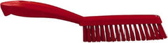 Vikan - 1.3" Bristle Length, Polyester Scrub Brush - 5-7/8" Long x 0.8" Wide Head, 11.2" OAL, Red, Polypropylene Block - All Tool & Supply