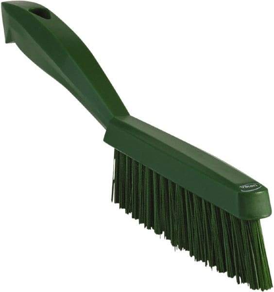 Vikan - 1.3" Bristle Length, Polyester Scrub Brush - 5-7/8" Long x 0.8" Wide Head, 11.2" OAL, Green, Polypropylene Block - All Tool & Supply