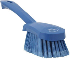 Vikan - 1.8" Bristle Length, Polyester Scrub Brush - 4-1/4" Long x 2-3/4" Wide Head, 10" OAL, Blue, Polypropylene Block, Flagged - All Tool & Supply