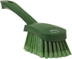 Vikan - 1.8" Bristle Length, Polyester Scrub Brush - 4-1/4" Long x 2-3/4" Wide Head, 10" OAL, Green, Polypropylene Block, Flagged - All Tool & Supply