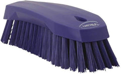 Vikan - 1.3" Bristle Length, Polyester Utility Scrub Brush - 7" Long x 3" Wide Head, 8" OAL, Purple, Polypropylene Block - All Tool & Supply