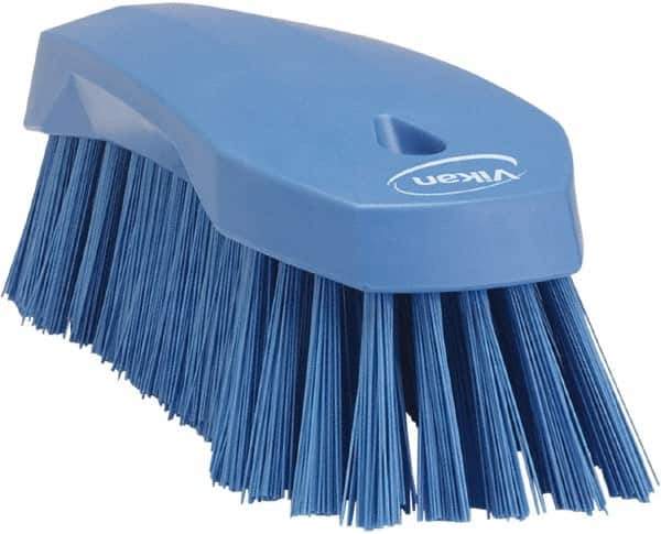 Vikan - 1.3" Bristle Length, Polyester Utility Scrub Brush - 7" Long x 3" Wide Head, 8" OAL, Blue, Polypropylene Block - All Tool & Supply