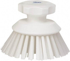 Vikan - 1-1/2" Bristle Length, Polyester Food Service Brush - 3-3/4" Long x 5" Wide Head, 5" OAL, White, Polypropylene Block - All Tool & Supply